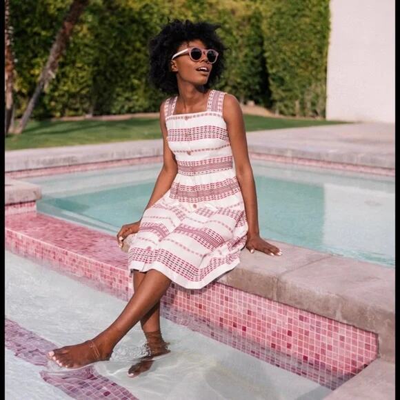 Gal Meets Glam Dresses & Skirts - GAL MEETS GLAM Ashton Striped Square Neck Dobby Sundress Sundress NWT US 10